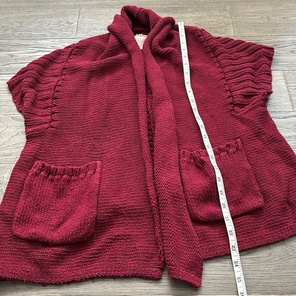 Angel of the North | Anthropologie Burgundy Knit Cardigan with Pockets - Picture 9 of 13